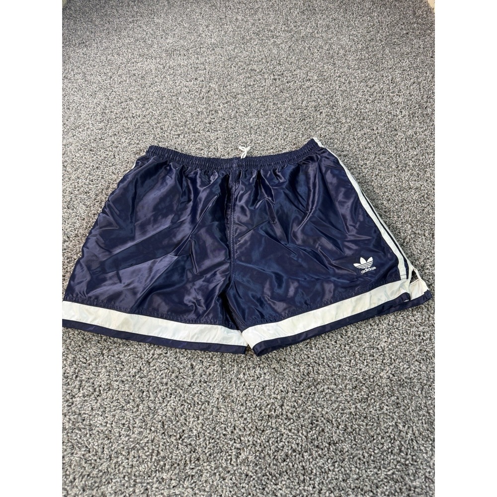 Vintage 90s Adidas Nylon Athletic Shorts Men's Size Large Blue